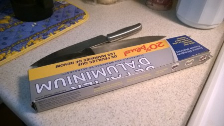 A homemade cardboard knife case.