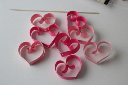 Hearts Garland - several paper hearts in different colors of pink