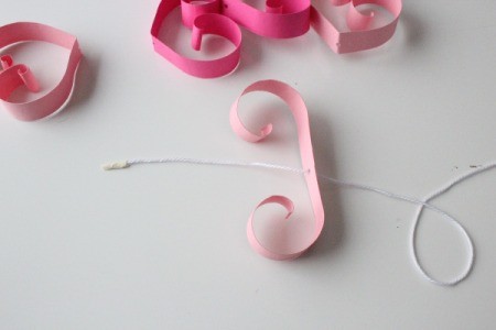 Hearts Garland - put tape around the end of the twine for easier threading