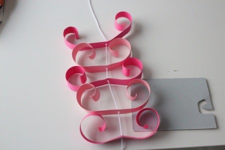Hearts Garland - string of strips before glue dots applies