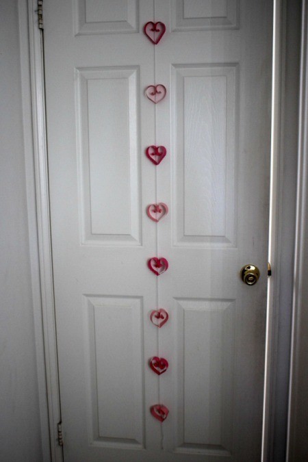 Hearts Garland - hanging on back of door