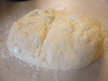 risen dough on board