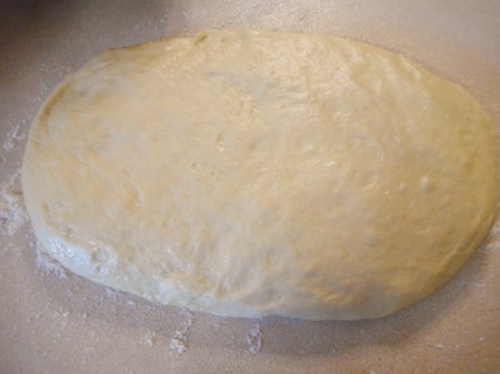 flattened risen dough
