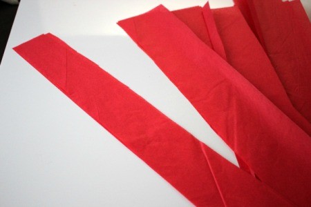 Valentine's Day Tissue Wreath - cut tissue in strips