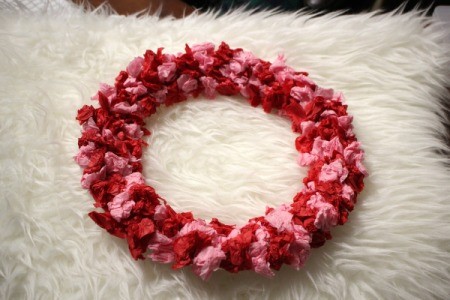 Valentine's Day Tissue Wreath - here you can fill in sparse areas