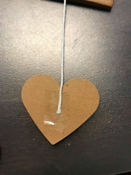 Valentine's Day Tissue Wreath - back side of paper heart attached to twine