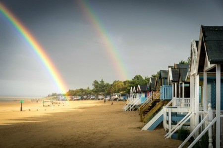 Double Rainbow On Beach