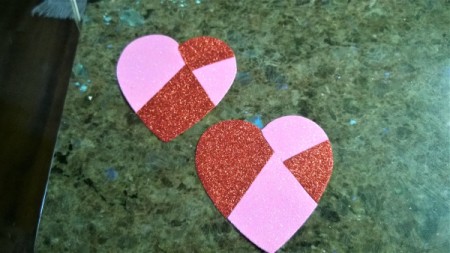 Foam Heart Wreath - put back together to form pink and red hearts