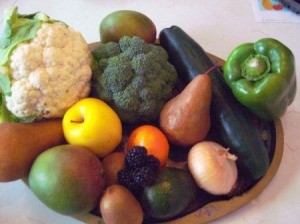 A bowl full of organic produce.