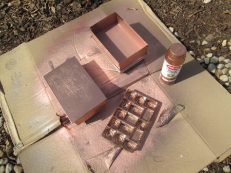 Candy Box Into Treasured Keepsake - spray painting box and insert