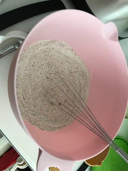 mixing flour and baking powder