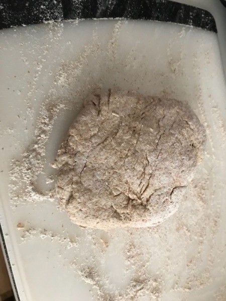 bagel dough on floured board