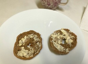 bagel halves with butter spread