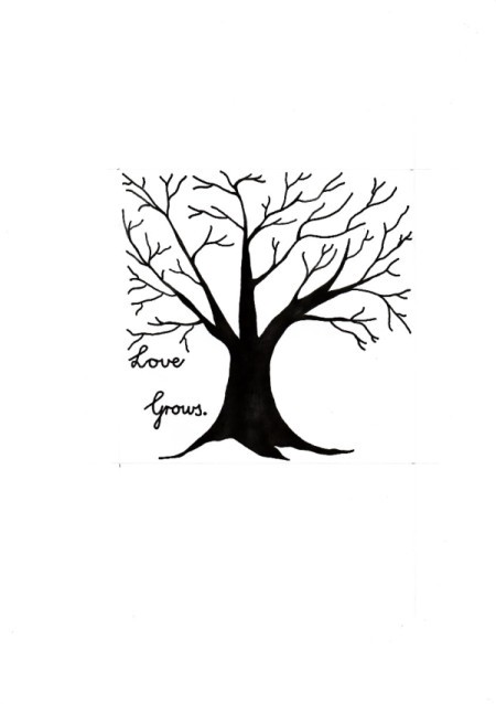 Love Grows Valentine Card - drawing of the tree