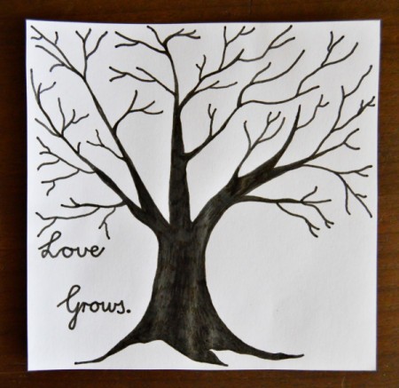 Love Grows Valentine Card - cut out the tree printout