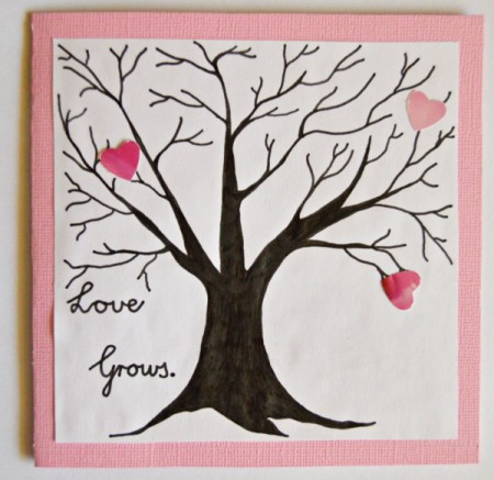 Love Grows Valentine Card - punch out hearts and begin gluing