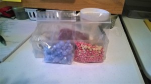 packages of different sized beads.