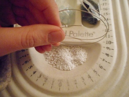 Delicate Memory Wire Beaded Bracelet - decide on your finished pattern and begin adding beads