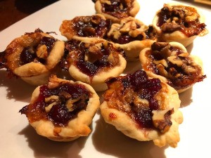 Cranberry Brie Walnut Cups on plate