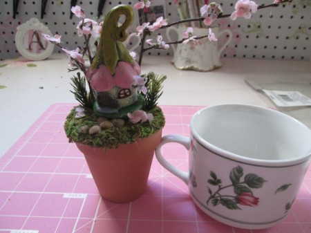 The Smallest Fairy Garden - next to coffee cup