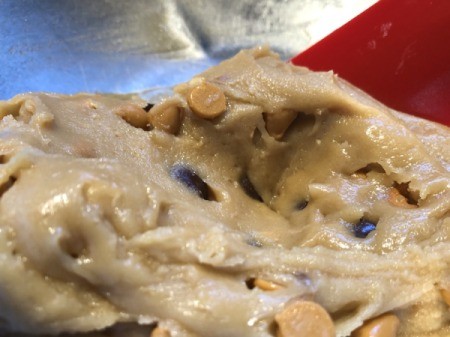 chips and pretzels mixed in batter