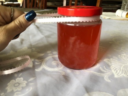 Peppermint Syrup as a Valentine's Gift - tightly screw on the lid and tie on a ribbon