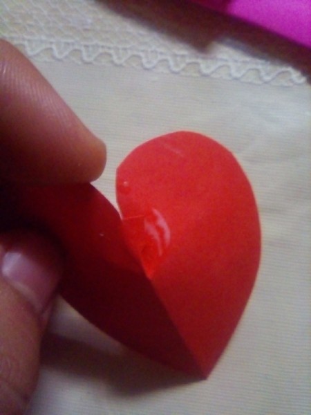 Mini Pop-up Valentine Card - stick to the curve on the back of the other side of the heart