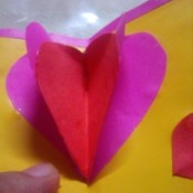 A homemade Valentine's Day card with pop-up hearts.