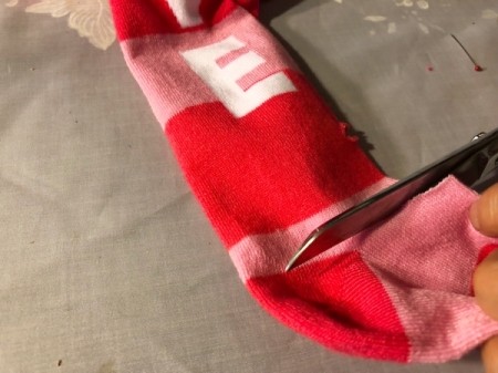 DIY Arm Warmers from Socks - cut across at the heel