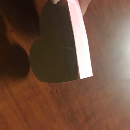 Valentine's Heart Chocolate Candy/Coupon Gift - view of the underside of the heart as strip is being added