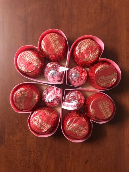 Valentine's Heart Chocolate Candy/Coupon Gift - four filled heart boxes