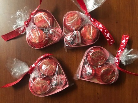 Valentine's Heart Chocolate Candy/Coupon Gift - bags ties with ribbon