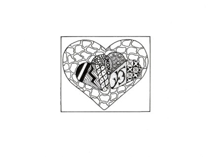 Two Hearts As One Valentine Day Card - coloring page