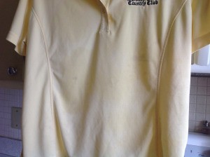 A golf shirt with stains.