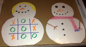 Paper Snowman Dry-Erase Tic-Tac-Toe & Dots and Boxes Boards  - finished tic tac toe snowman and one that can be decorated