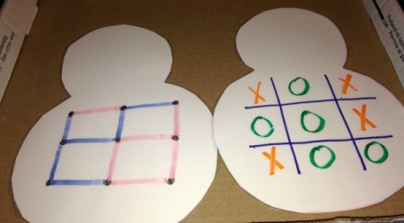 Paper Snowman Dry-Erase Tic-Tac-Toe & Dots and Boxes Boards