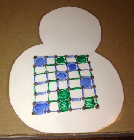 Paper Snowman Dry-Erase Tic-Tac-Toe & Dots and Boxes Boards - draw a dot grid on the second snowman using a dry erase marker