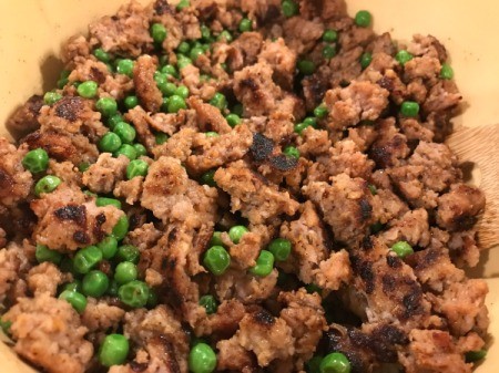 peas added to sausage