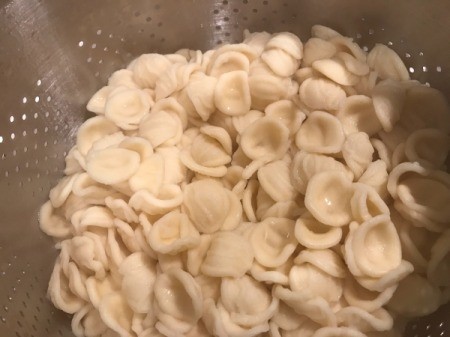 cooked, strained pasta