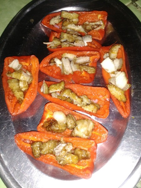 pork pieces in Red Peppers