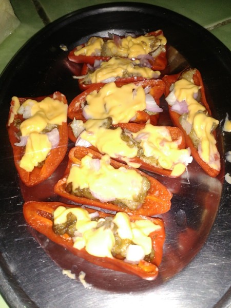 adding cheese spread to Valentine Boats