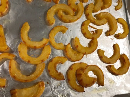 Roasted Delicata Squash on baking squash