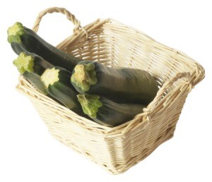 Harvested Zucchini in a Basket