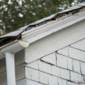 A roof badly in need of repair.