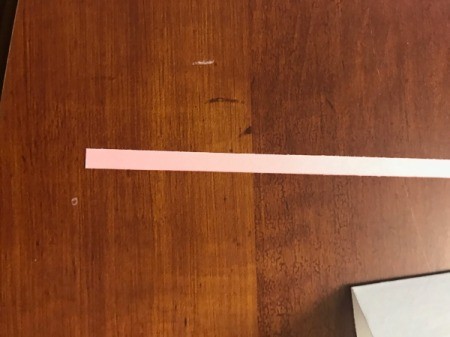 Valentine's Day Hearts Card - closeup of pink paper strip