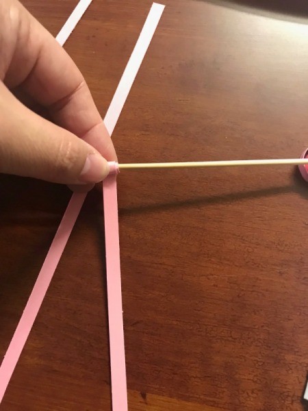 Valentine's Day Hearts Card - rolling around a skewer