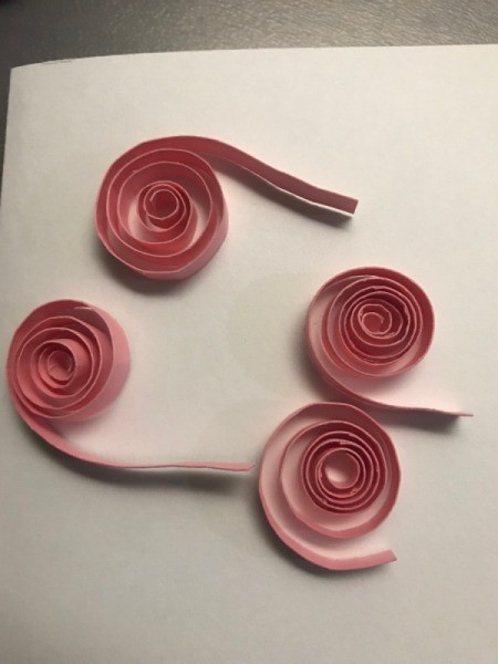 Valentine's Day Hearts Card - four paper swirls