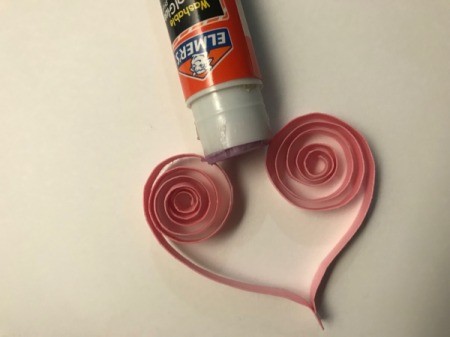 Valentine's Day Hearts Card - glue stick for gluing top of heart and bottom tip together