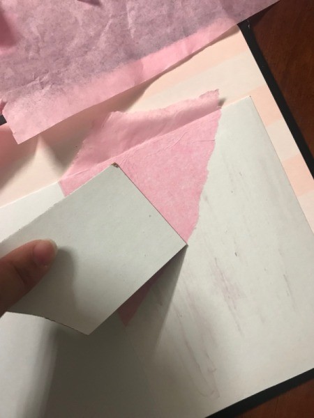 Valentine's Day Hearts Card - smoothing tissue