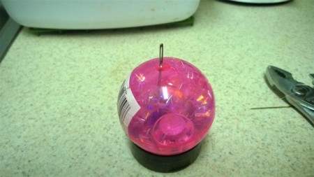 Mirror Ball for Cats - insert darning needle for hanger